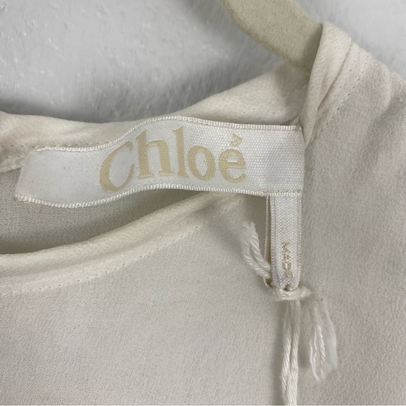Chloé 100% Silk Embroidered Wide Sleeve Long Sleeve Top - Picture 13 of 15